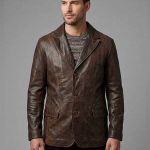 Danier Brown Leather Blazer Jacket size L/XL